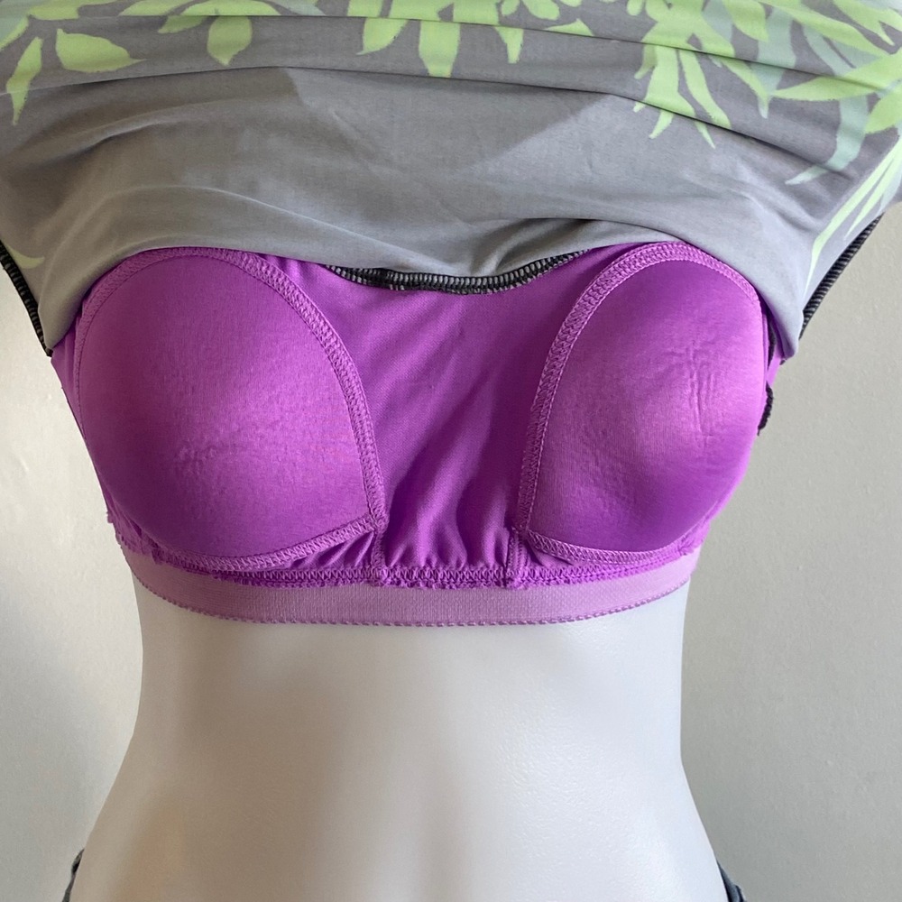 ZeroXposur Womens Tropical Leaf Racerback Tankini Top Grey Purple Size S - Picture 6 of 6